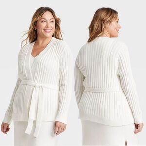 Ava & Viv - Women's Belted Cardigan - White